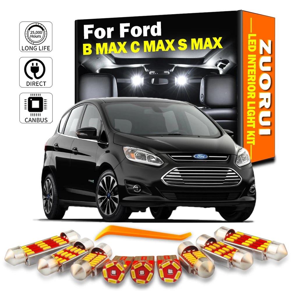 LED Interior Light Kit for Ford B MAX C MAX S MAX 2004- 2011 - Canbus Dome Map Door Trunk Bulbs | AUTOKITSHOP
