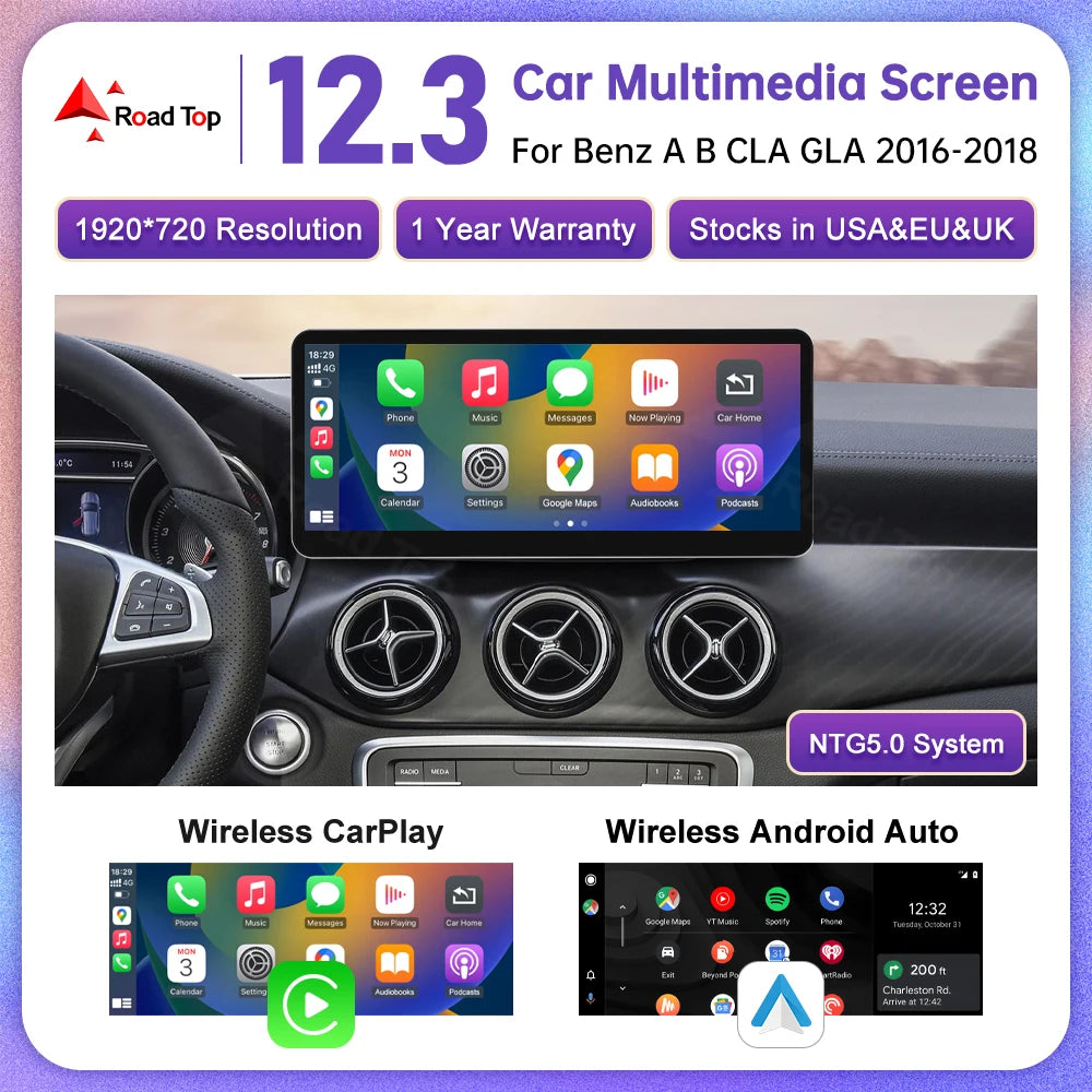 Road Top Linux Ultra Thin Touch Screen for Mercedes Benz B Class W246 2016-2018 NTG5.0 Wir | AUTOKITSHOP