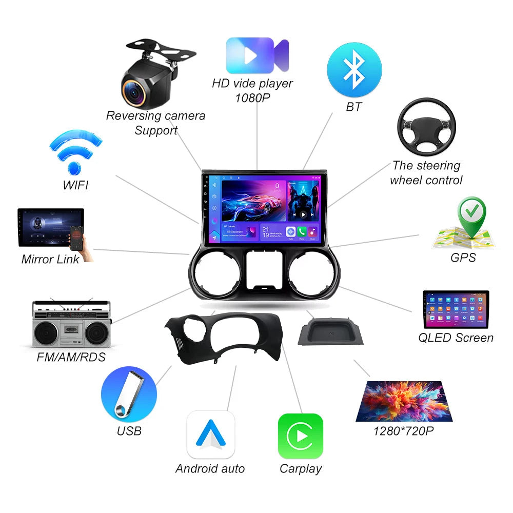 Android 16 For Jeep Wrangler 3 Jk 2010-2018 Car Player Auto Radio Multimedia Gps Navigatio | AUTOKITSHOP