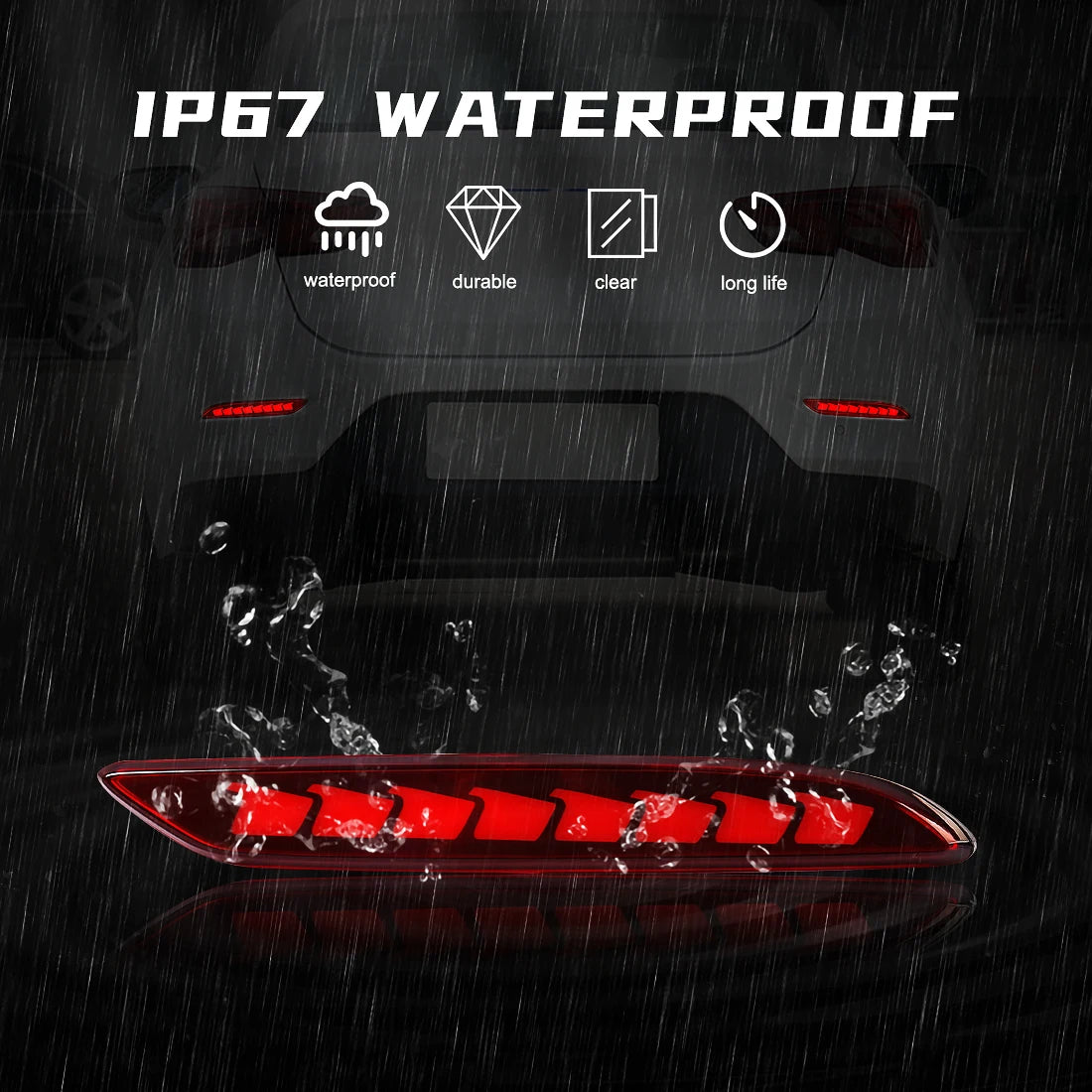 LED Rear Bumper Reflector Light For Chevrolet Cavalier 2020 2021 2022 Brake Warning Dynami | AUTOKITSHOP
