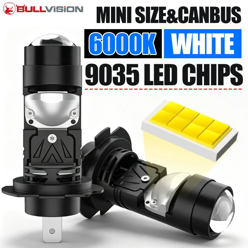 Mini Lens H7 H4 LED Headlight H11 H8 H9 9005 HB3 9006 HB4 Wireless 9035 CSP LHD High Low B