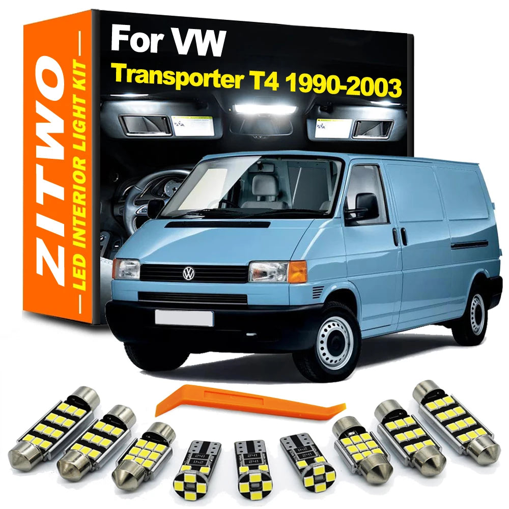 ZITWO 14Pcs Car Bulb Accessories For VW Volkswagen Transporter T4 1990- 1998 1999 2000 2001 2002 2003 LED Interior Map Light Kit