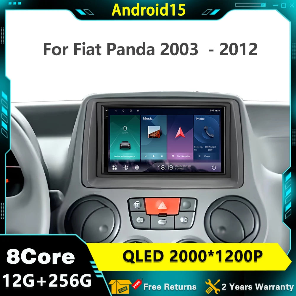 Car Radio Android 15 For Fiat Panda 2003 2004 2005 2006 2007 2008 - 2012 Multimedia Player