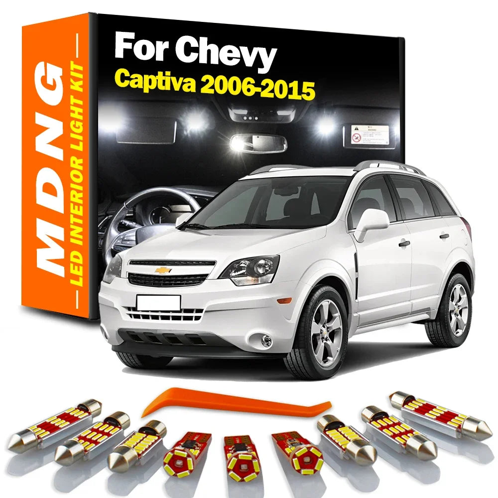 9-Piece LED Interior Light Kit for Chevrolet Chevy Captiva 2006-2012 - Canbus Dome Map Door Trunk Bulbs | AUTOKITSHOP