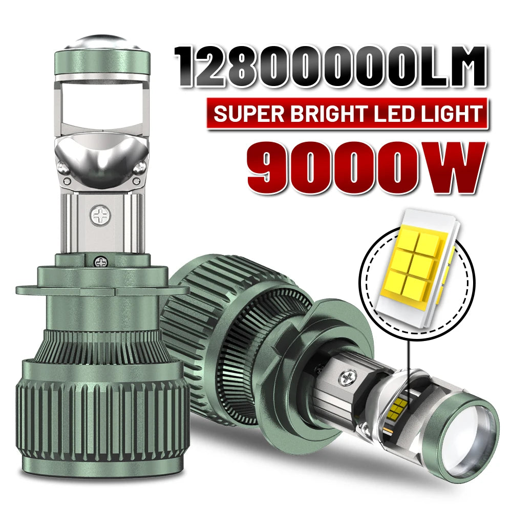 H7 H4 H11 LED Projector Lens Headlight H8 9005 9006 HB3 HB4 Car Bulb 6000K Canbus Turbo Hi