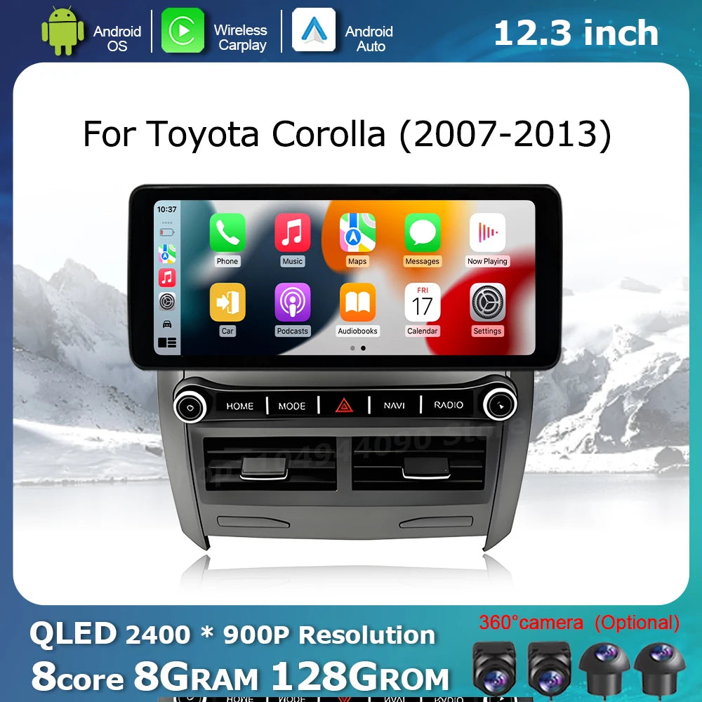 Car Accessories Display Screen for Toyota Corolla 2007-2013 Multimedia Radio Player GPS Na