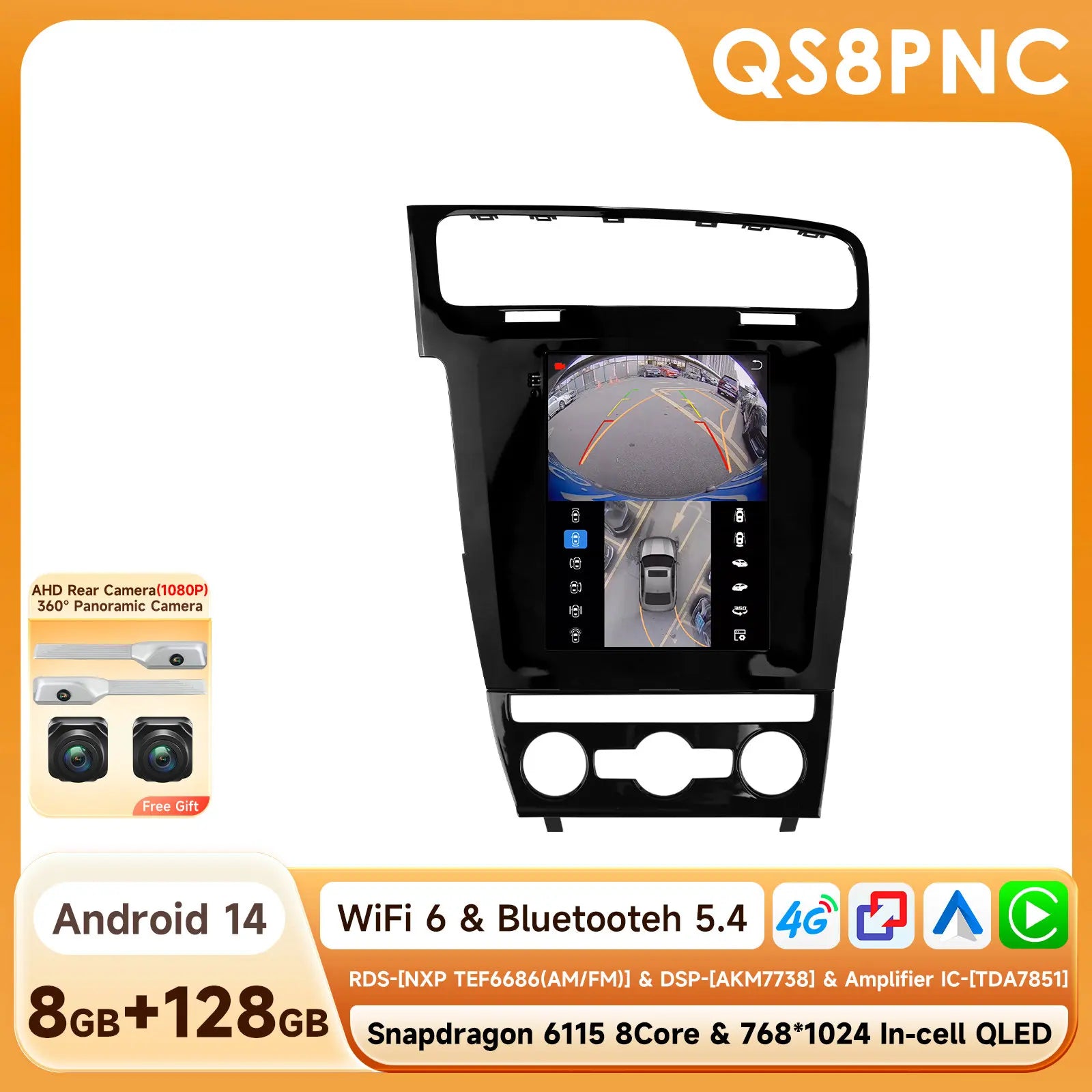 12.3" Car Radio GPS for Volkswagen Golf 7 2014-2018 - Snapdragon AI System, 4G CarPlay, Multimedia Player Stereo Head Un