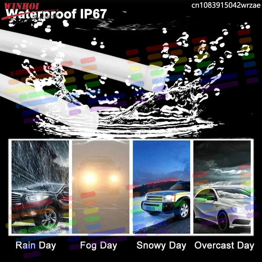 30/45/60cm LED Light Strip App & Bluetooth Controlled RGB Chasing-Color Headlights / LED D | AUTOKITSHOP