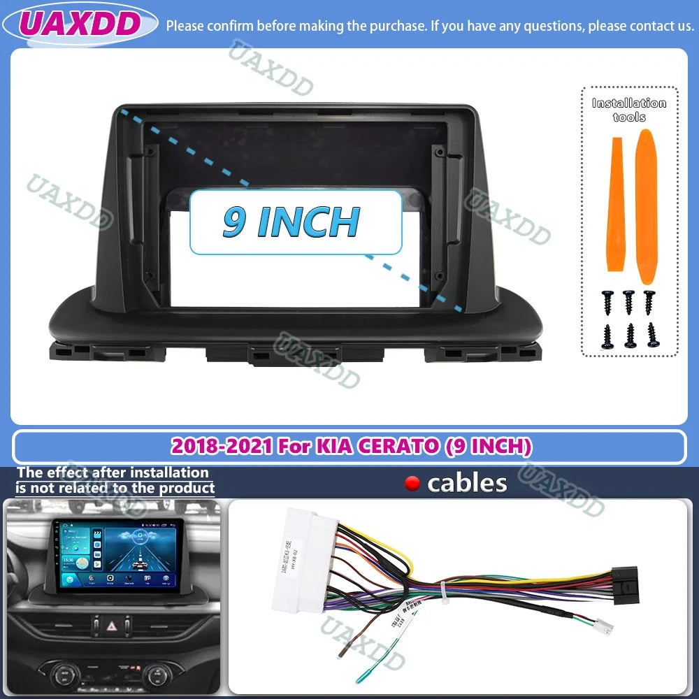 For 2018-2021 KIA CERATO 9INCH 2 Din Car stereo radio Android frame panel fascia cable vid