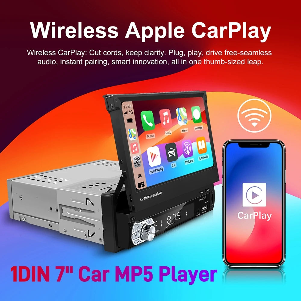 Universal 7 Inch Flip Out Car Stereo 1 Din HD Touchscreen Car Radio Receivers Support Wire | AUTOKITSHOP