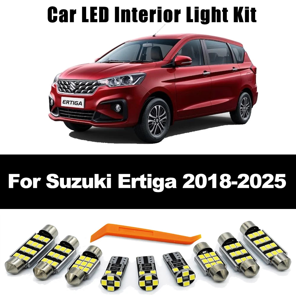 ZITWO 8Pcs LED Interior Light Kit For Suzuki Ertiga 2018 2019 2020 2021 2022 2023 2024 2025 Map Dome Trunk Lamp Car Accessories