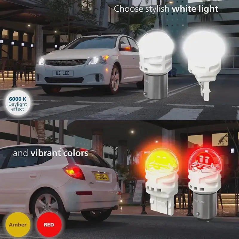 Philips Ultinon Pro3100 LED P21/5W 1157 S25 Red White Color Car Turn Signals Lamps Reverse