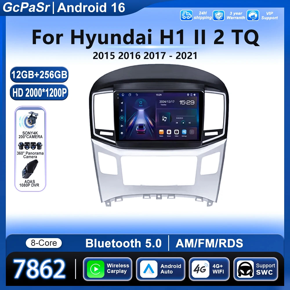 Android Auto For Hyundai H1 II 2 TQ 2015 - 2021 Car Radio Head Unit Multimedia Video Playe