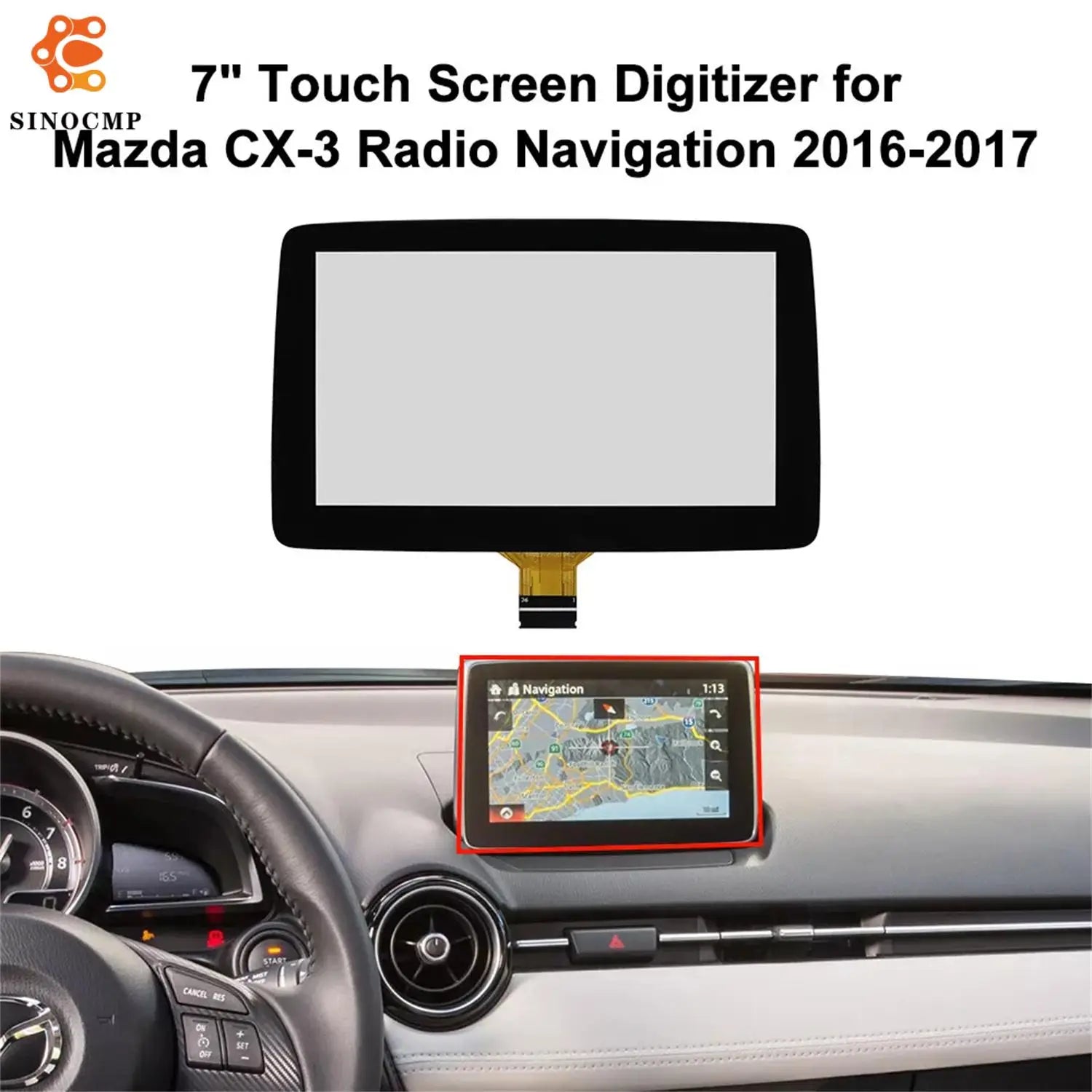 7 Inch Touch Screen Digitizer TM070RDZ38 BHP1611J0D K40005A29F ND1F611J0 For Mazda 3 CX-3