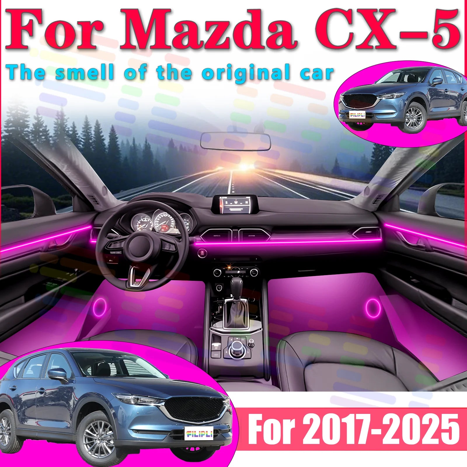 64 RGB - Neon Strip - for Mazda 2017-2025 - App Control - Car Interior Lighting | AUTOKITSHOP