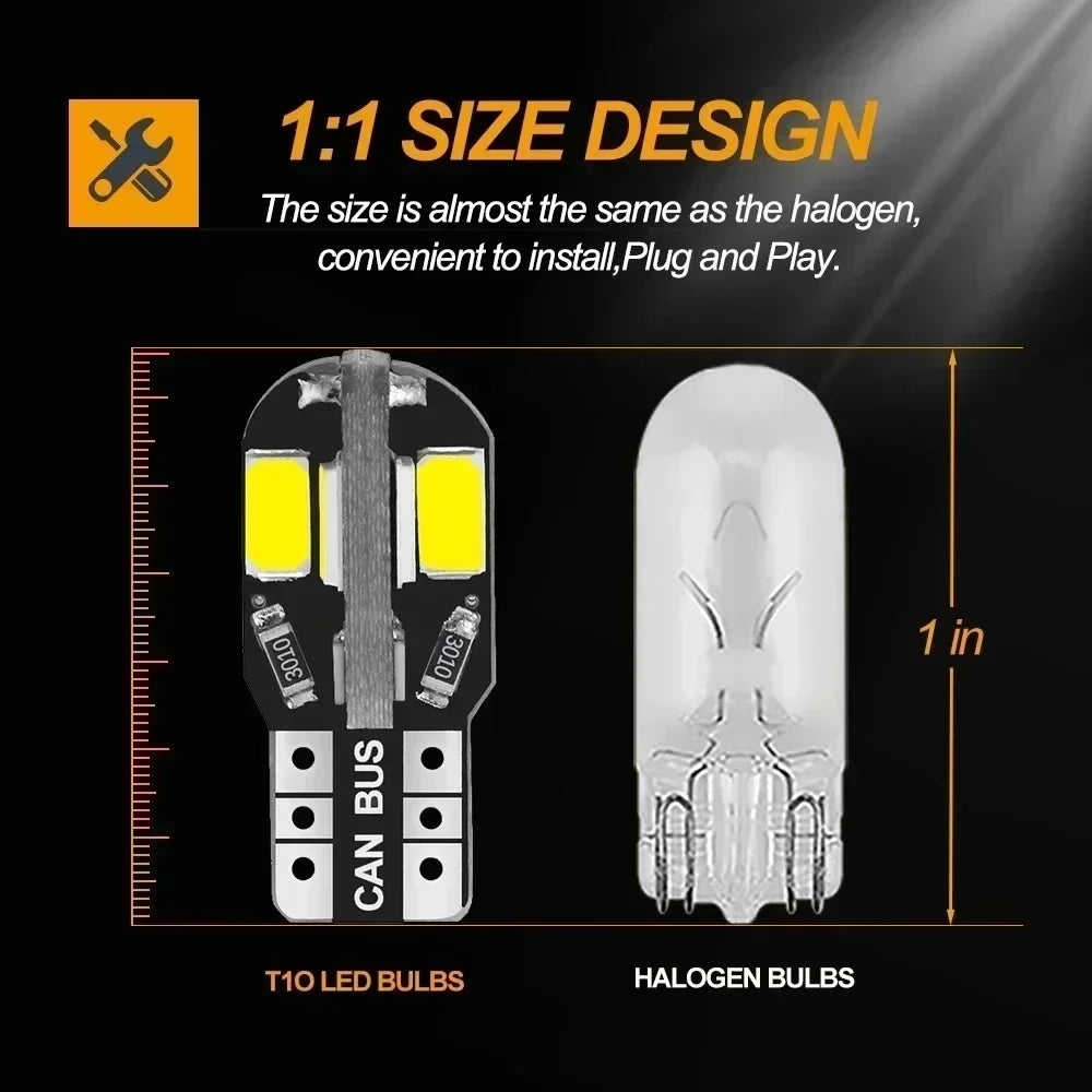 NEW 20PCS W5W T10 LED Bulbs Canbus 5730 8SMD 12V 6000K 194 168 LED Car Interior Map Dome Lights Parking Light Auto Signal Lamp