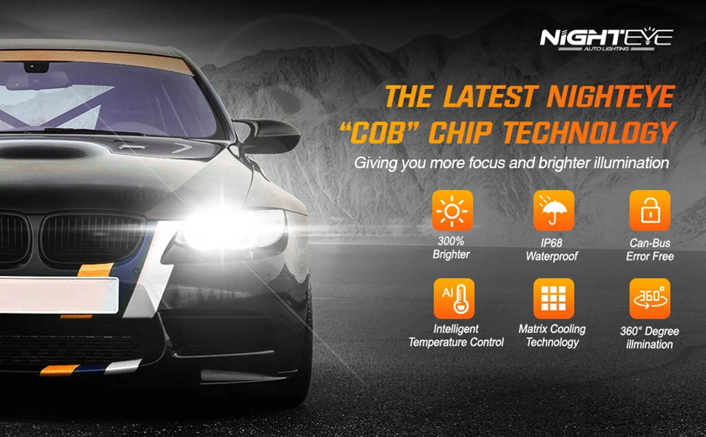 NIGHTEYE H7 LED Canbus Car Headlights Bulbs 30000LM H4 HB3 9005 HB4 9006 H11 H8 H9 9012 Led Lights 6500K White 72W Auto Lamp