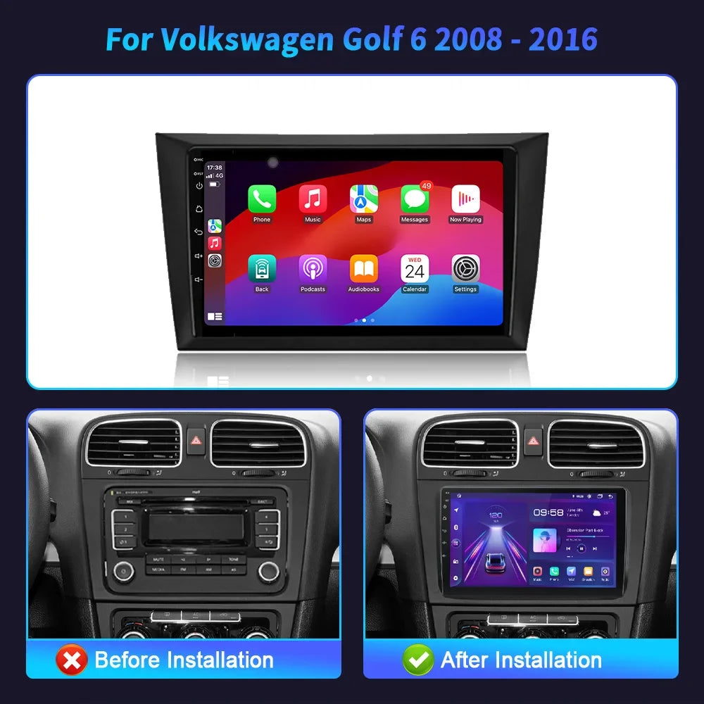 9 inch Car Radio Android 16 For Volkswagen Golf 6 2008-2016 BT Carplay Multimedia Navigati