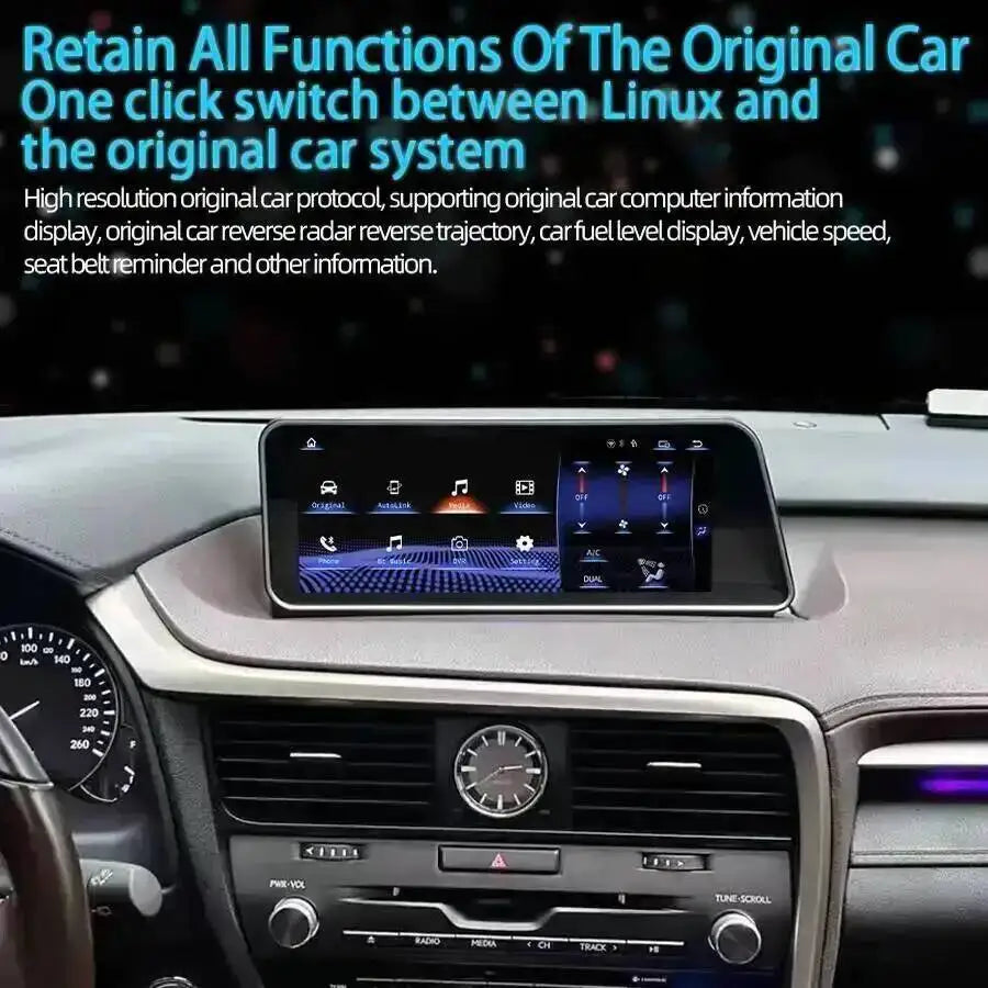 12.3inch Linux Car Radio Touch Screen Wireless CarPlay For Lexus RX RX270 RX300 RX350 2016