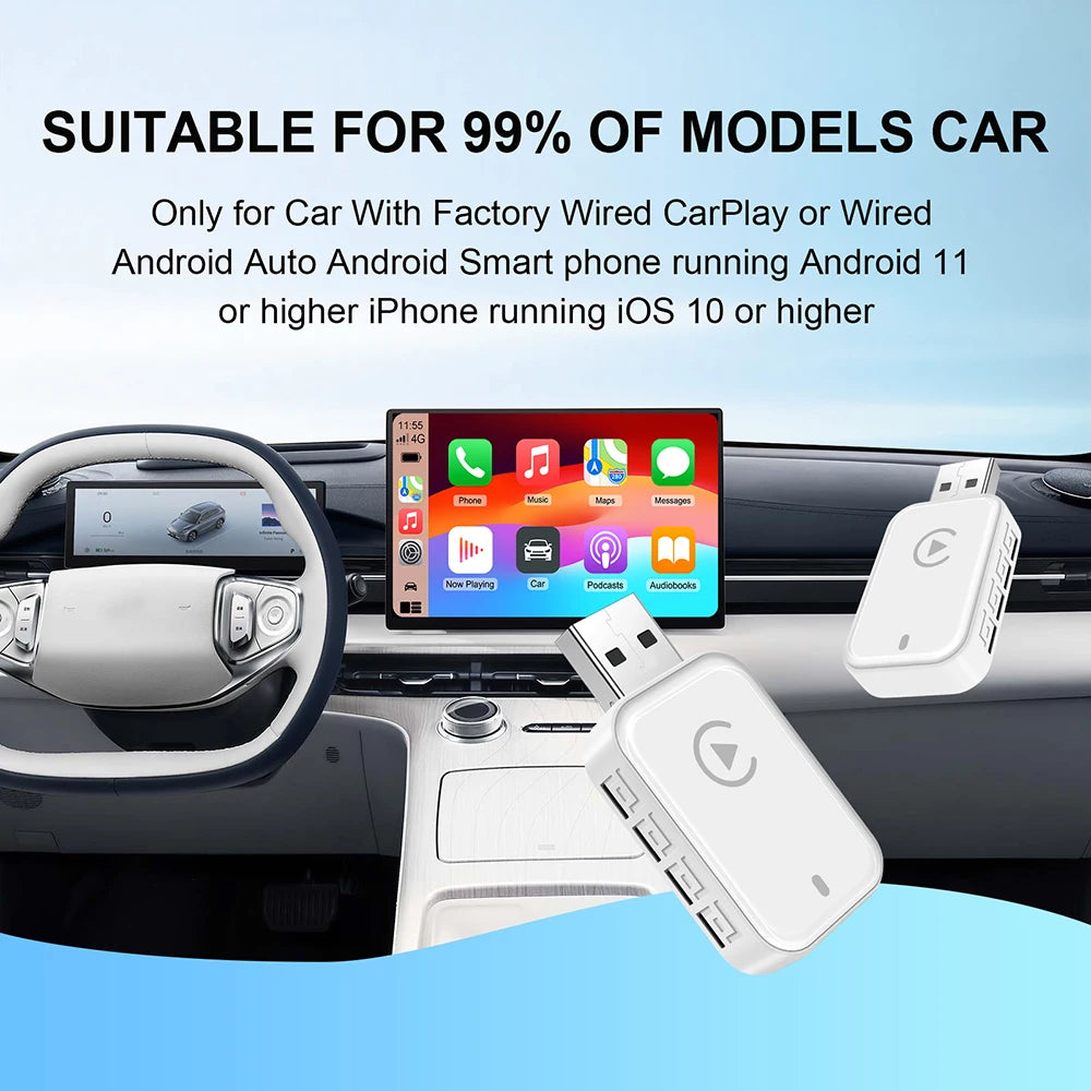 Wireless 2 in1 Carplay Adapter for iPhone Android Auto Wired to Wireless AI Box USB Connec | AUTOKITSHOP