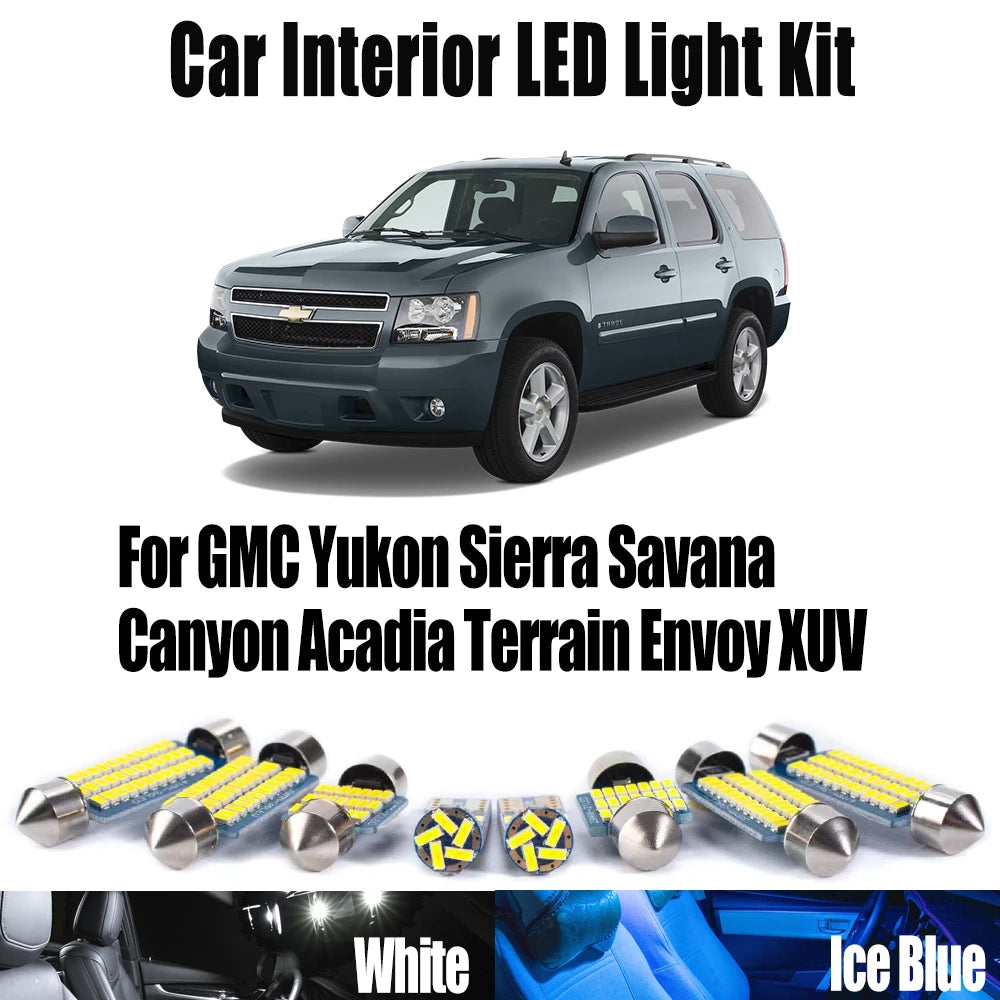 LED Interior Light Kit for GMC Yukon Sierra Savana Canyon Acadia Terrain Envoy XUV License Plate Bulbs Car LED Interi...