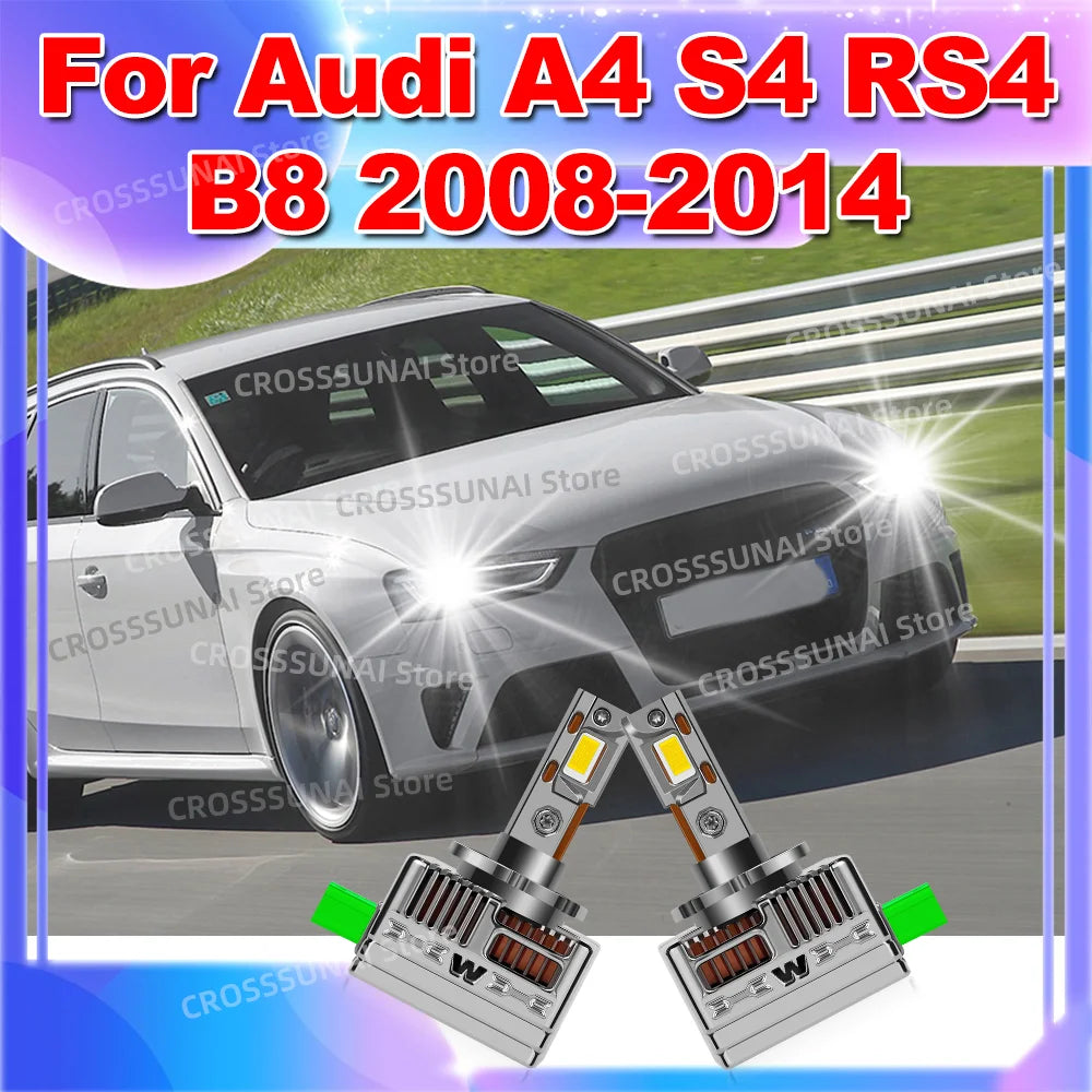 LED Headlight Bulb HID Xenon Light 50000LM 6000K Canbus Turbo Fan for Audi A4 S4 RS4 B8 20