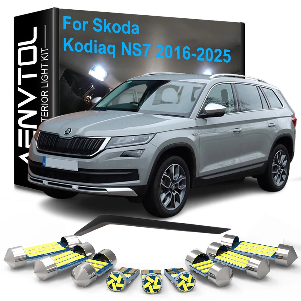17-Piece LED Interior Light Kit for Skoda Kodiaq NS7 2016-2025 - Canbus Dome Map Door Trunk Bulbs | AUTOKITSHOP