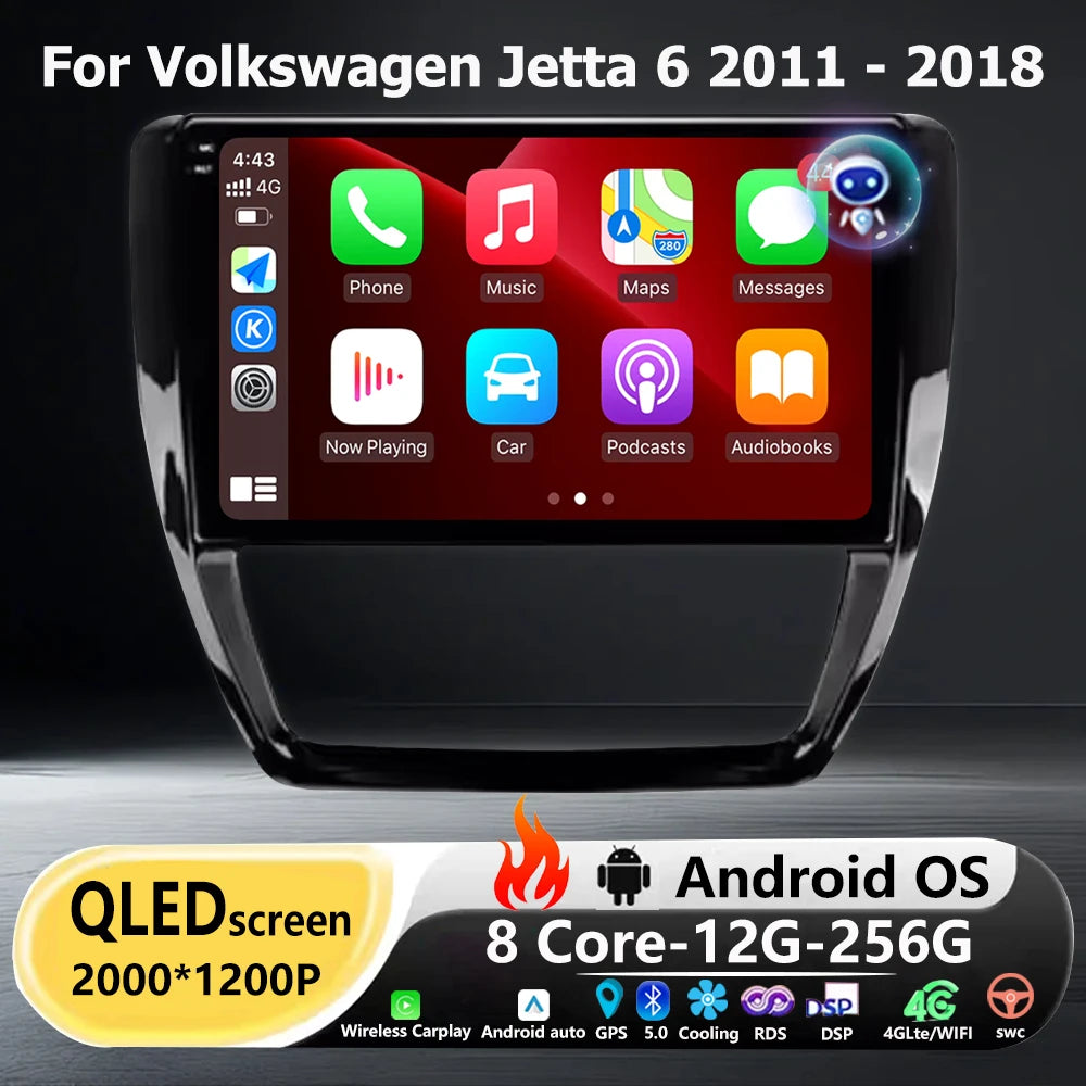 Android 16 Auto Carplay For VW Volkswagen Jetta 6 2011 - 2018 Car Radio Multimedia Video P