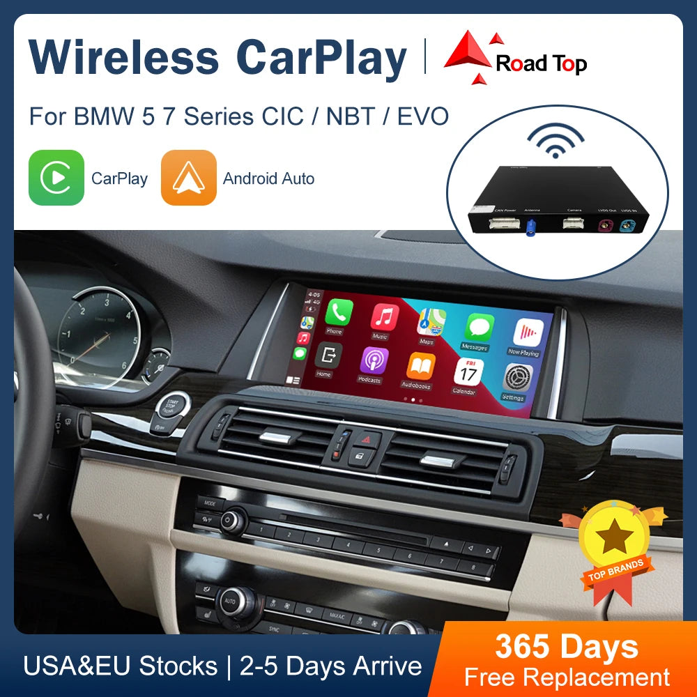 Road Top Wireless CarPlay Android Auto for BMW 5 7 Series F10 F11 F07 GT F01 F02 F03 F04 2 | AUTOKITSHOP