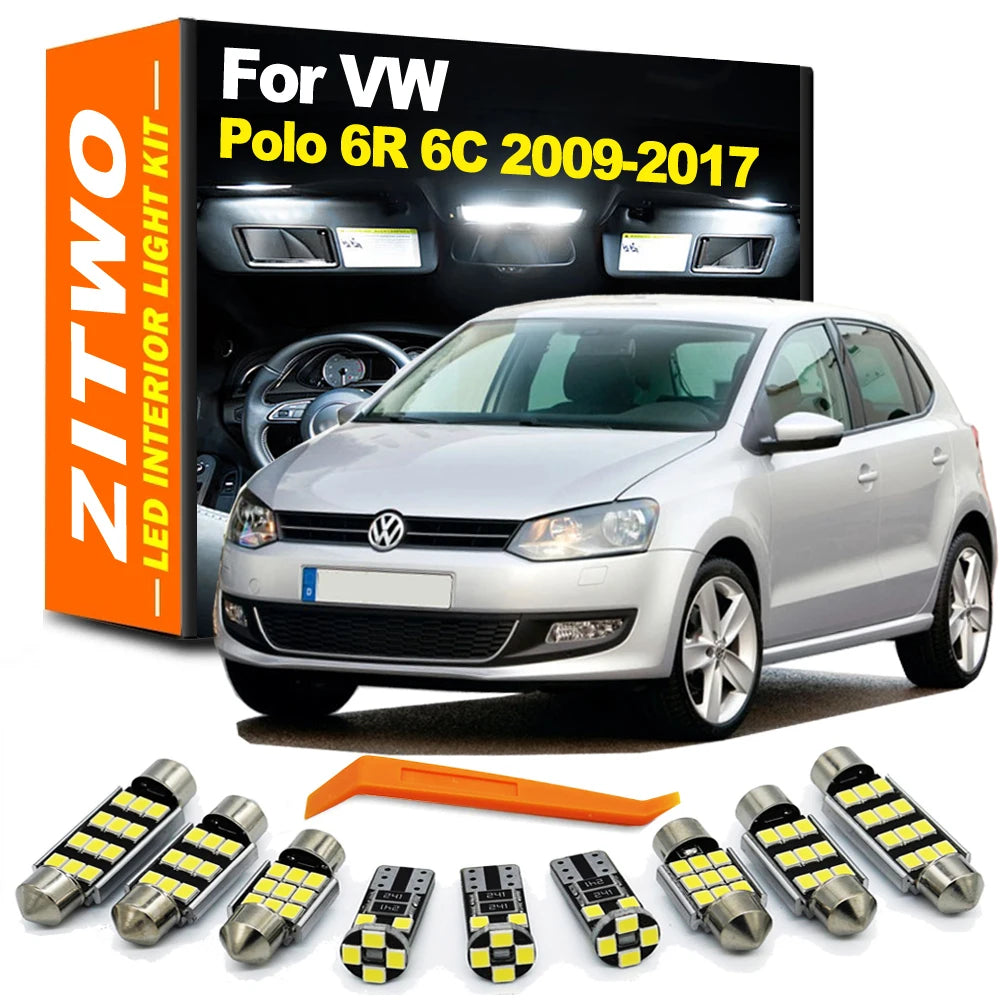 ZITWO 13Pcs For VW Volkswagen Polo MK5 6R 6C 2009 2010 -  2013 2014 2015 2016 2017 LED Interior Light Trunk Courtesy Bulb Kit