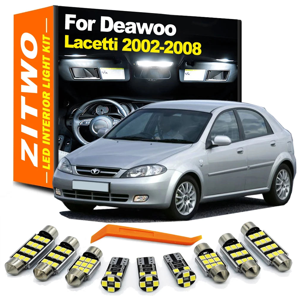 ZITWO 10Pcs LED Interior Reading Light License Plate Bulb Kit For Daewoo Lacetti 2002 2003 2004 2005 2006 2007 2008 Accessories
