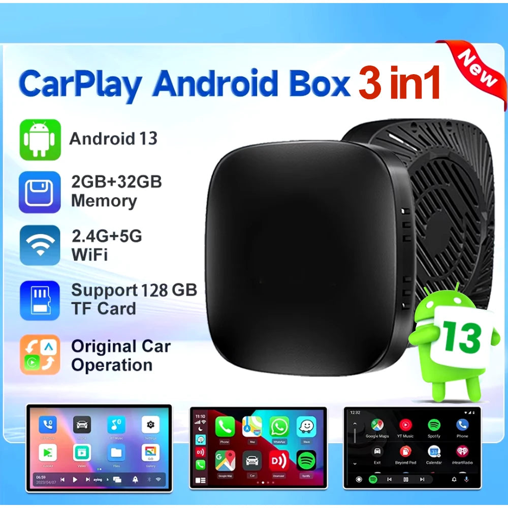 Android 13 CarPlay TV Box Wireless CarPlay Android Auto Adapter Car Multimedia Smart AI Bo