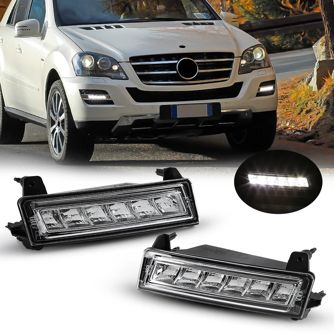 1649060251 1649060151 DRL For Mercedes Benz W164 X164 X204 ML350 ML450 GL450 GLK350 2009 - | AUTOKITSHOP