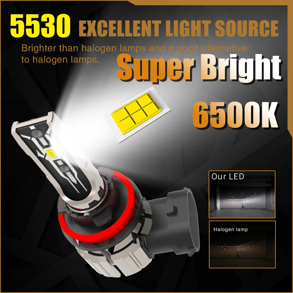 2x H11 H8 Led Fog Lights Headlight Canbus H16 H9 Car Bulb 6000K Diode Driving Running Lamp