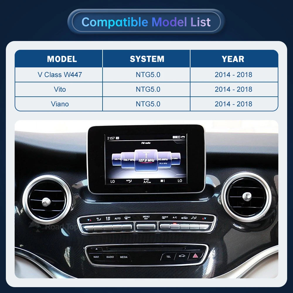 Wireless CarPlay for Mercedes Benz V-Class W447 2014-2018 Vito Viano NTG5.0 with Android A | AUTOKITSHOP