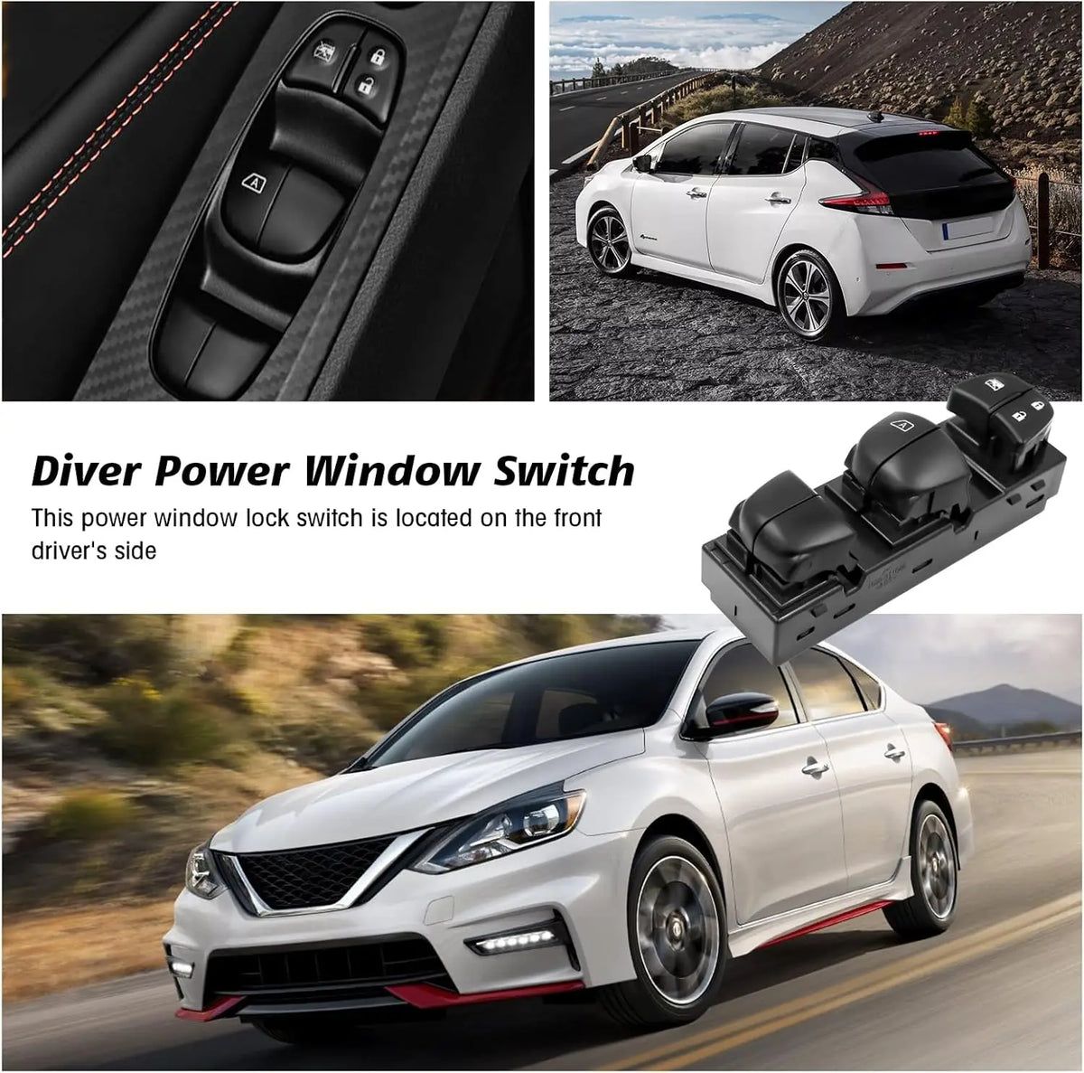 Driver Side Master Power Window Switch With Orange LED Fit Nissan Altima Leaf Juke Frontier Rogu - Automotive LED Light