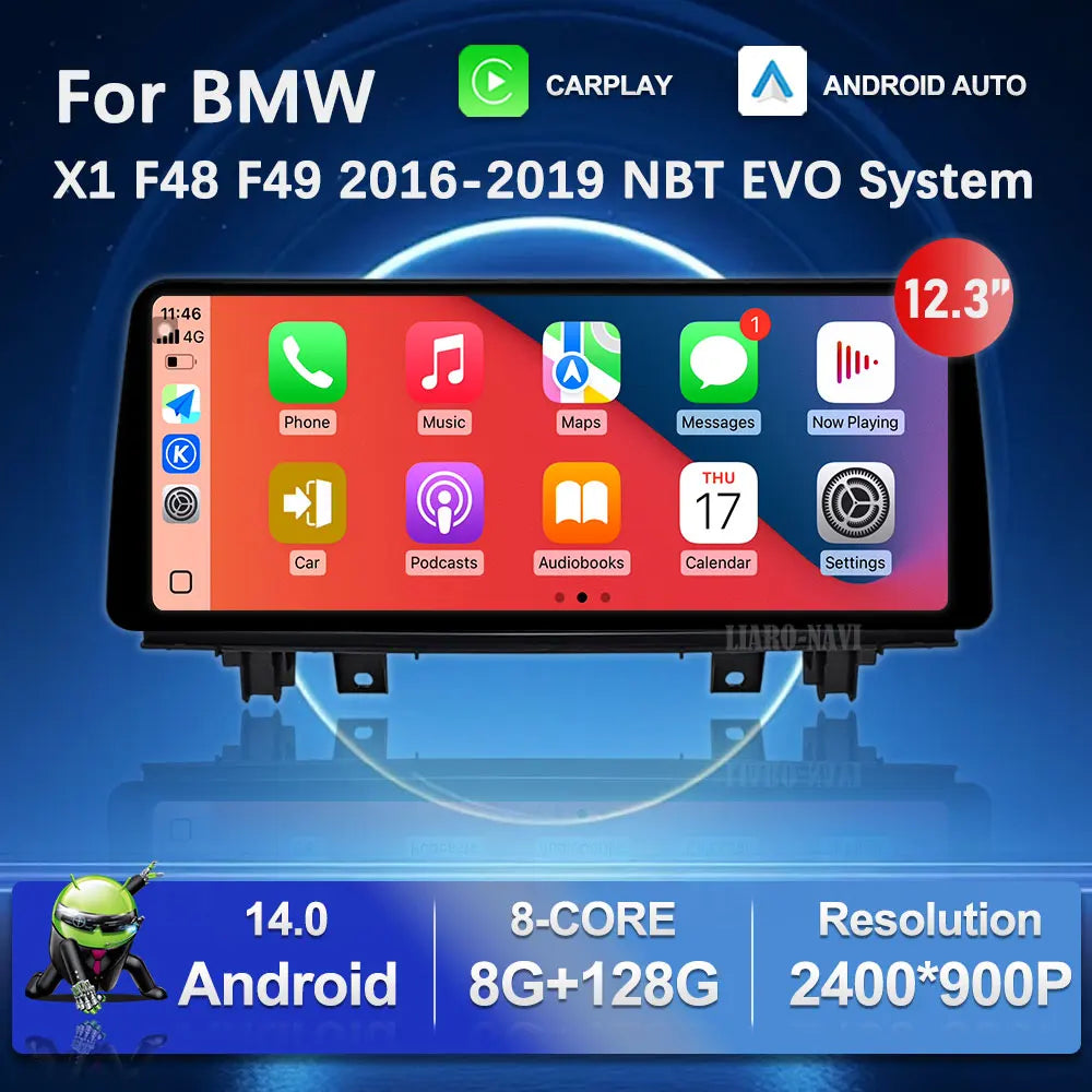 12.3 inch Android 14 for BMW X1 F48 F49 2016 - 2019 NBT EVO System Navigation GPS Car Radi
