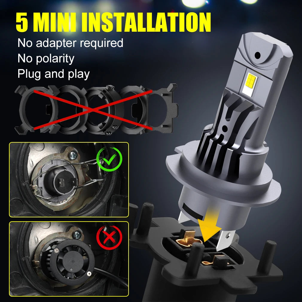 40000LM H7 LED Headlight Bulb Mini Wireless Car Headlamp CSP 130W Auto Diode Lamps H7 Turb