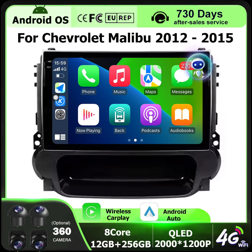 Android 16 Auto For Chevrolet Malibu 2012 - 2015 Car Radio Multimedia Video Player GPS Nav