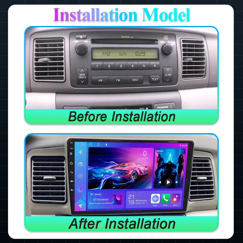 2din Car Radio Multimedia Player For Toyota Corolla E130 E120 2000-2006 Android 16 Gps Nav | AUTOKITSHOP