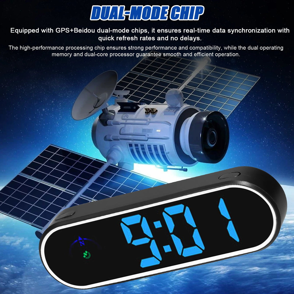 Car Headup Display GPS Digital Speedometer with Colorful LED Display Clock Function Overspeed Al - Automotive LED Light