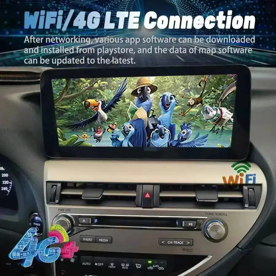 12.3" Android 14 CarPlay Car Multimedia Video Player Screen For Lexus RX RX270 RX350 450 2