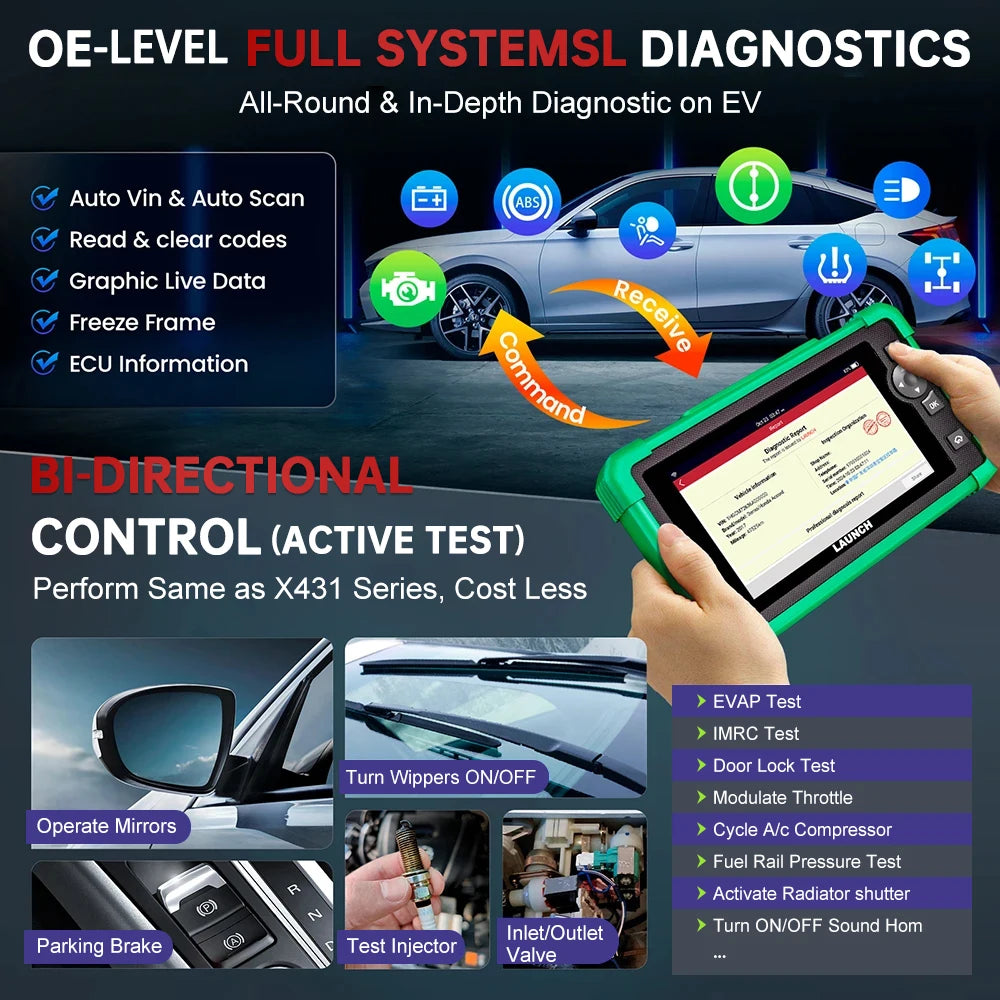 LAUNCH X431 CRP919 EV New Energy Car Diagnostic Tools CAN FD DOIP OBD Scanner All System 4 | AUTOKITSHOP
