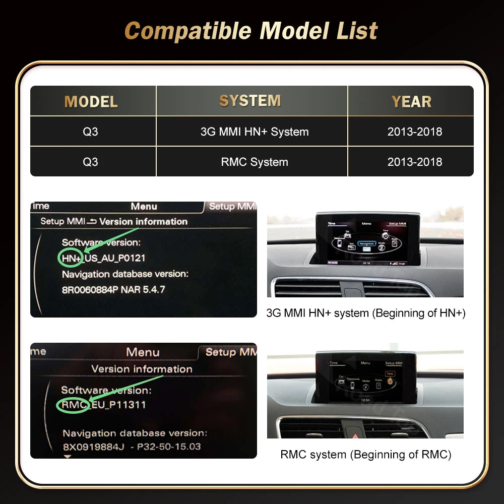 RoadTop 12.3' Linux Touch Scree Wireless CarPlay For Audi Q3 2013-2018 Multimedia Display