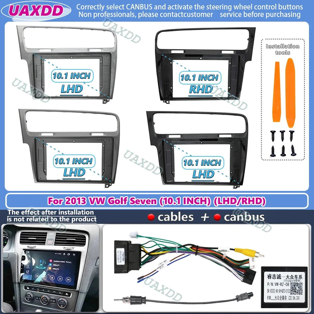 For 2013+ VW Golf Seven 10.1inch 2 Din Car stereo radio Android frame panel fascia cable v