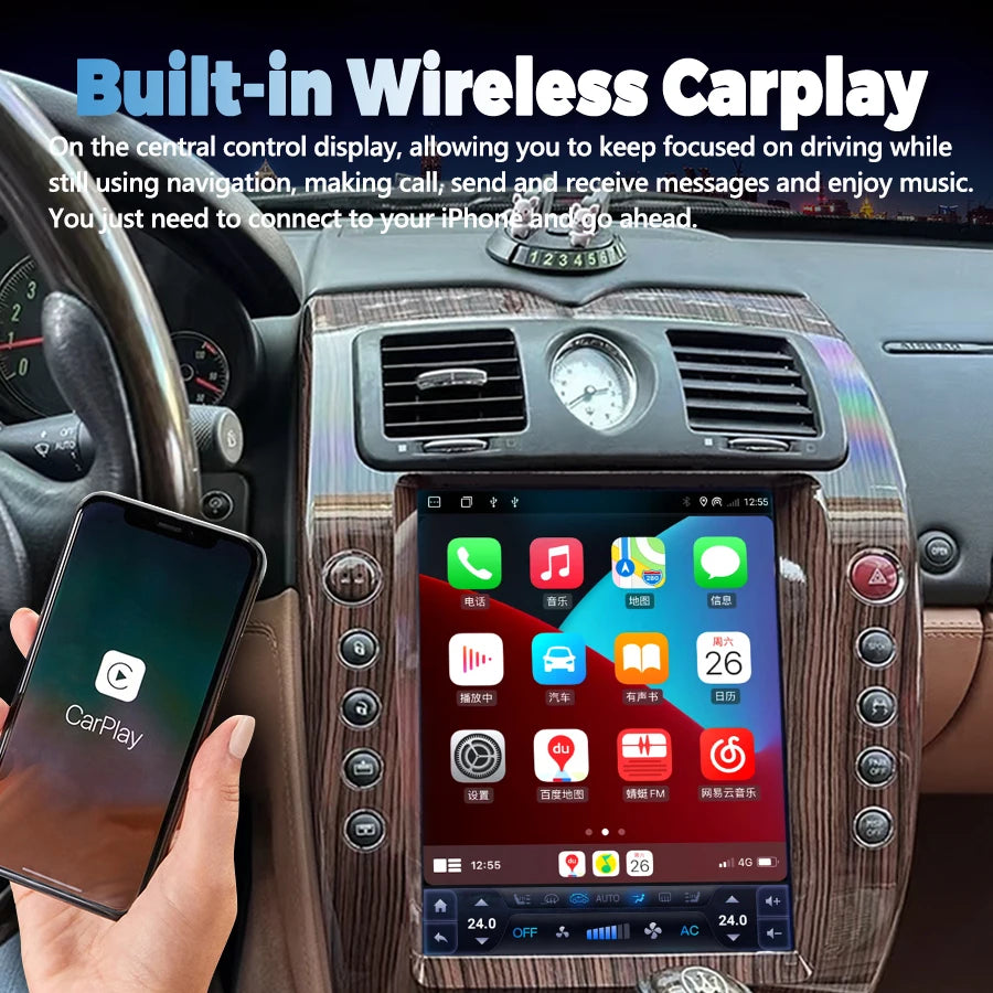 Android 13 12.1inch Vertical Screen CarPlay For Maserati QP Quattroporte 2004-2012 Car GPS | AUTOKITSHOP
