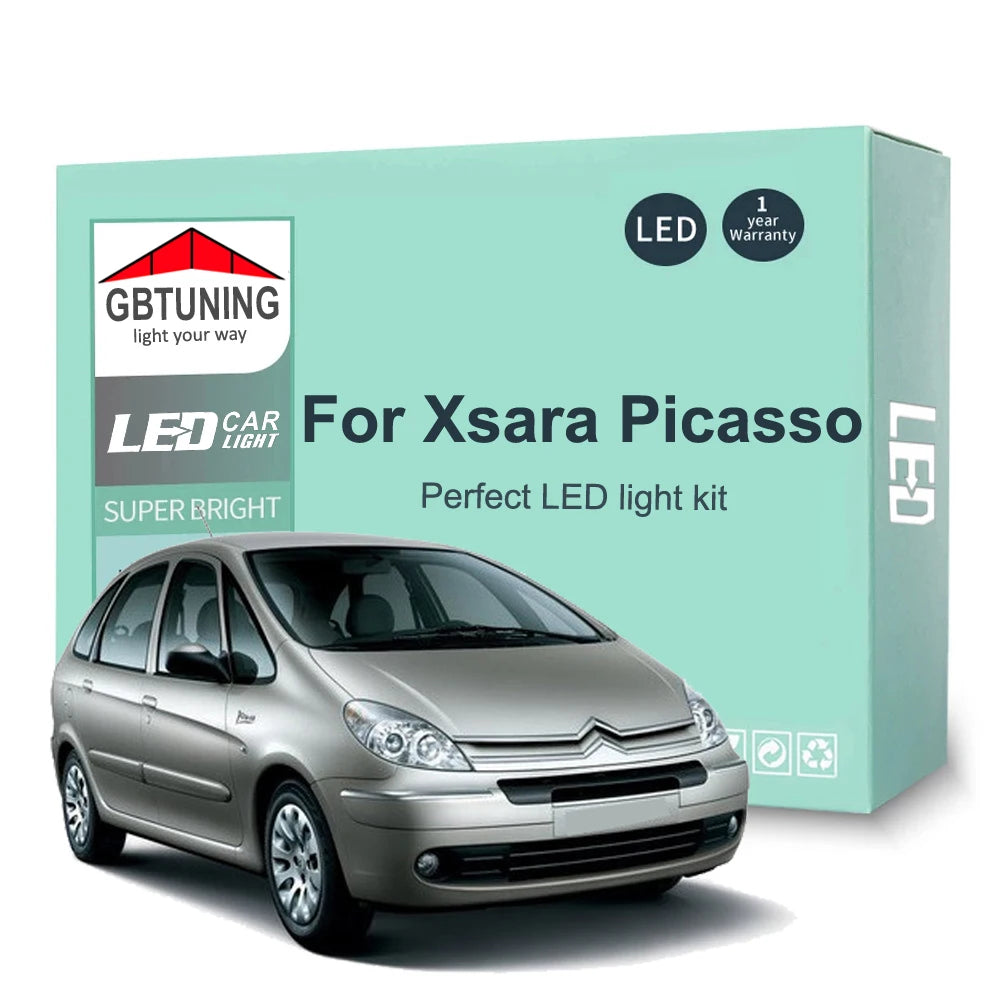 8-Piece LED Interior Light Kit for Citroen Xsara Picasso 2000-2005 - Canbus Dome Map Door Trunk Bulbs | AUTOKITSHOP