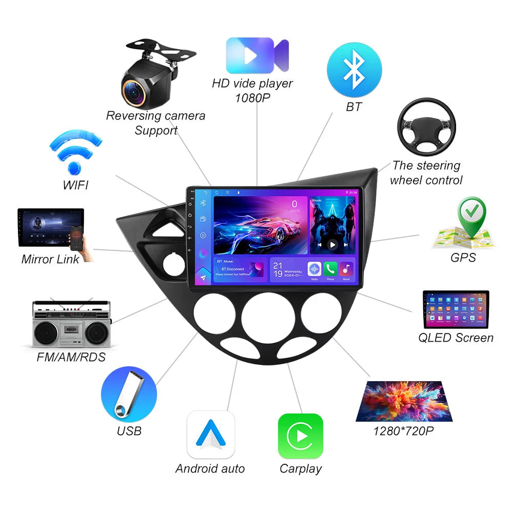 Android 16 For Ford Fiesta 1995-2001 Focus Mk1 1998-2004 Car Radio Stereo Head Unit Carpla | AUTOKITSHOP