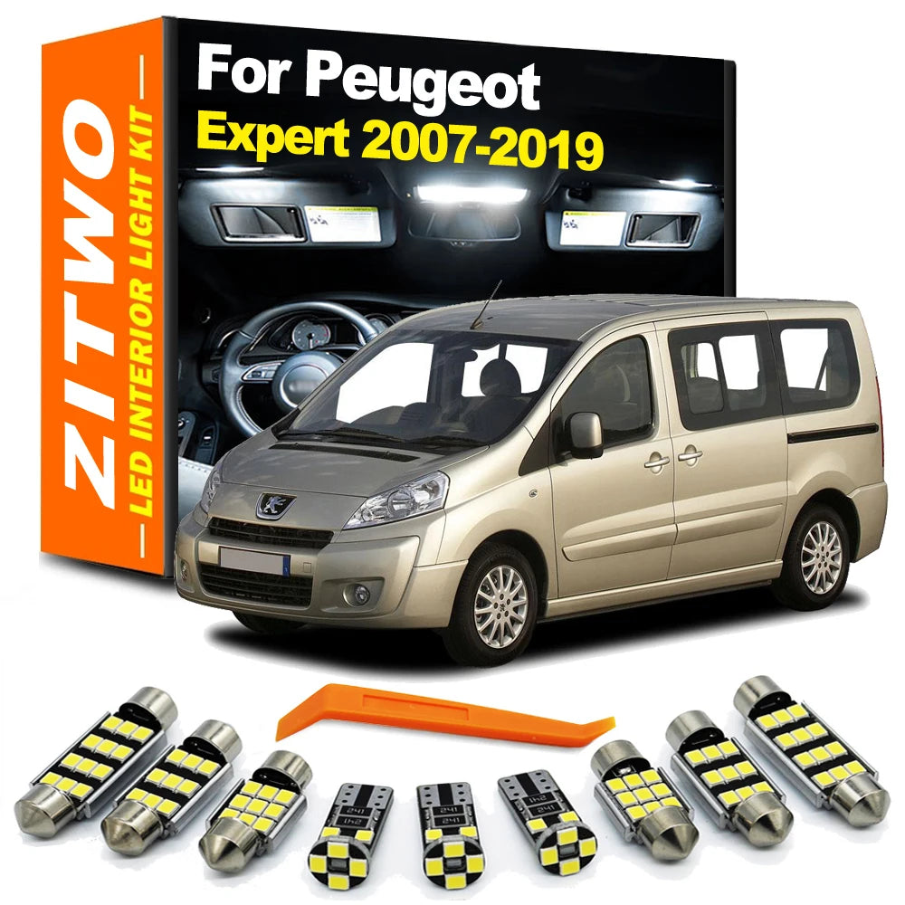 ZITWO 13Pcs Car LED Bulb Reading Interior Luggage Light Kit For Peugeot Expert 2007- 2016 2017 2018 2019 2020 2021 Accessories