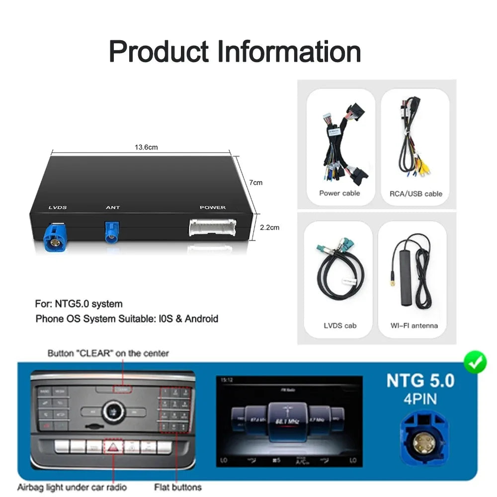 2026 NEW Wireless CarPlay Android Auto module for Mercedes Benz A B C E Class GLA CLA CLE